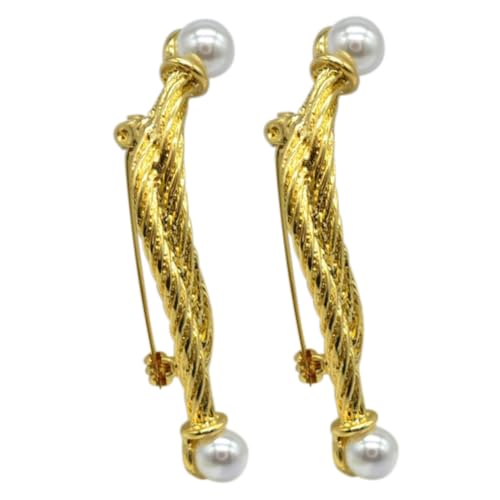 LIGIGWASH 2 Stück Vintage Stil Broschen mit Perlen und Gedrehtem Seilmuster Goldfarbene Anstecknadeln für Damen Kleidung Vielseitige Modeaccessoires für Pullover Kleider Schals und Hemden von LIGIGWASH