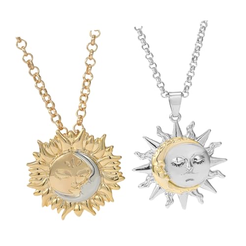 LIGIGWASH 2 Stück und Mond Anhänger Halskette Teiliges Modischer Schmuck für Damen und Herren Eleganter Charms Anhänger Vielseitig Kombinierbar für Freunde und Familie von LIGIGWASH