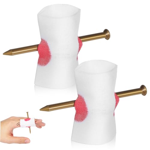LIGIGWASH 2 Teiliges Nail Through Finger Streichset Realistische Plastik Nägel mit Sichere Halloween Requisiten für Erwachsene Wiederverwendbare Deko von LIGIGWASH