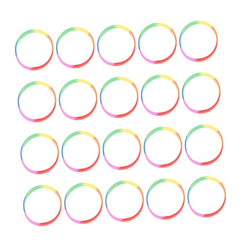 LIGIGWASH 20 Stück Teiliges Silikonarmband Regenbogenfarben Bunte Wristbands Weichem Silikongel Hautfreundlich Langlebig Vielseitig Kombinierbar Stylische Armbänder als für Damen und Herren von LIGIGWASH