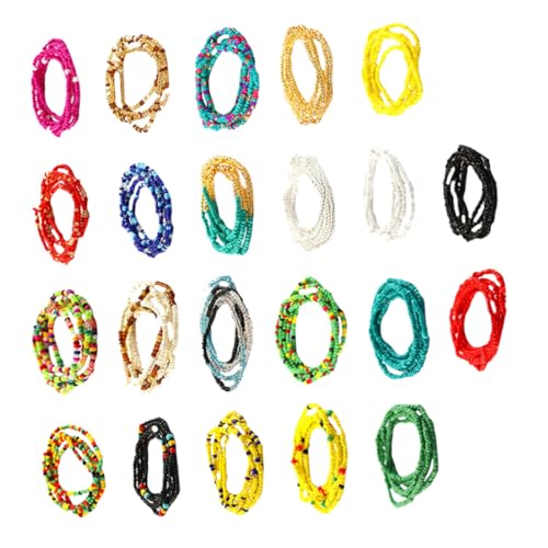 LIGIGWASH 22 Stück Multilayer Bunte Taillenkette Damen Teiliges Elastische Perlenkette Bauch Schmuck für Strand Party Club Feier Hochzeit von LIGIGWASH