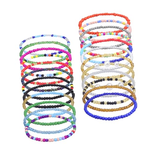 LIGIGWASH 24 Stück Boho Fußkettchen Damen Teiliges Perlen Fußkettchen Verstellbar Bunte Glasperlen Knöchel Armband Strand Schmuck für Frauen und Männer von LIGIGWASH