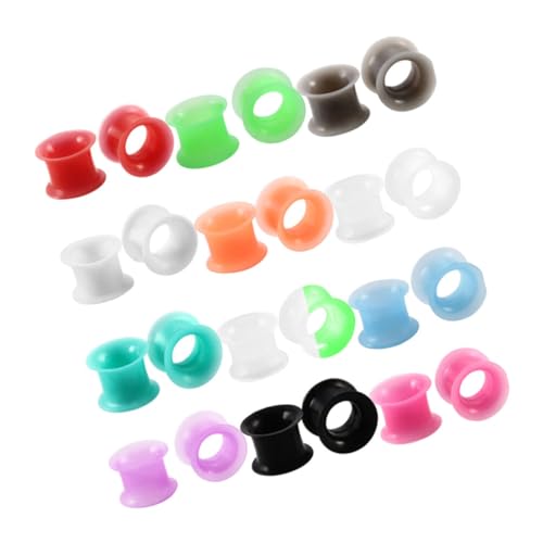 LIGIGWASH 24 Stück Teiliges Silikon Ear Tunnel Double Flared Flesh Tunnels Ear Stretchers Ohrpiercing Schmuck Komfortabel Modisch Für Damen und Partys von LIGIGWASH