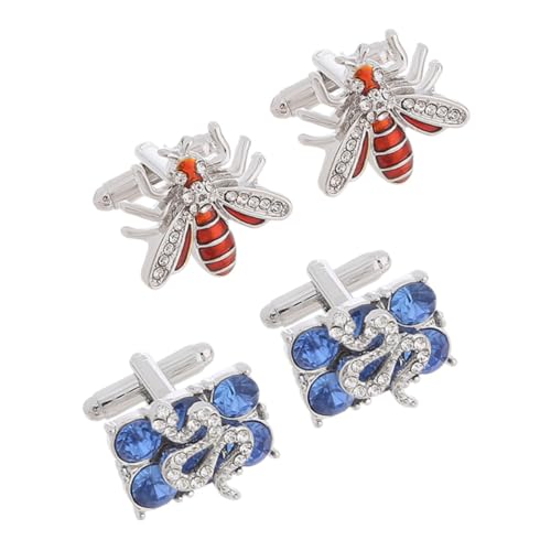 LIGIGWASH Manschettenknöpfe Herren Biene Schlange 2 Paar Metall Anzugzubehör für Business und Feierlichkeiten von LIGIGWASH