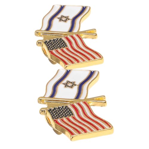 LIGIGWASH 2stücke Metall Brosche Flagge Anstecknadel Usa Israel Freundschaft Kleidung Tasche Rucksack Schmuck Clip von LIGIGWASH