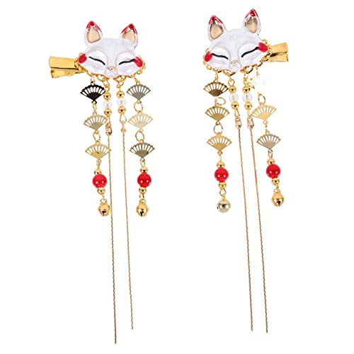 LIGIGWASH 2Stücke Chinesische Quasten Haarklammern Vintage Haarnadeln mit Cartoon Maskenmotiv Eleganter Kopfschmuck im Chinesischen für Accessoire für Festliche von LIGIGWASH