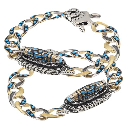 LIGIGWASH 2Stücke Kettengliederarmband im Tibetischen Armbänder für Männer Handgefertigt Traditionelles Design Perfektes für Besondere Anlässe von LIGIGWASH