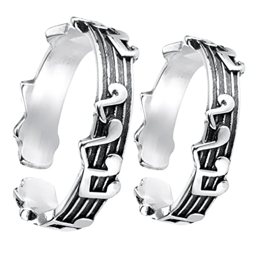 LIGIGWASH Musiknoten Ringe für Paare 2 Stück Offener Vintage Design Schmuckgeschenke für Frauen und Valentinstagsring von LIGIGWASH