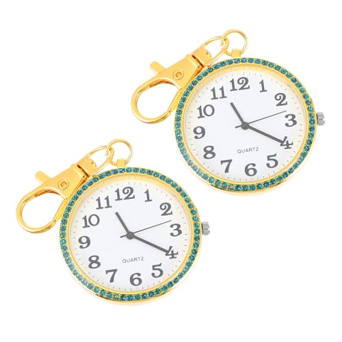 LIGIGWASH 2stücke Taschenuhr Schlüsselanhänger Mit Strassverzierung Clip Taschenuhr Schlüsselbund Unisex Für Damen Herren Junge Mädchen Erwachsene von LIGIGWASH