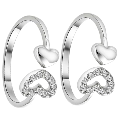 LIGIGWASH 2stücke Offener Ring Mit Herz-optik Für Damen Verstellbarer Metallring Für Alltag Und Anlässe Einfacher Finger-ring Ohne Branding von LIGIGWASH
