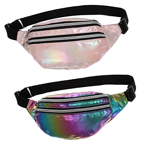 LIGIGWASH 2stücke Shiny Fanny Packs Für Damen Verstellbare Gürteltaschen Holografischem Design Praktische Bauchtaschen Für Reisen Und Freizeitaktivitäten von LIGIGWASH