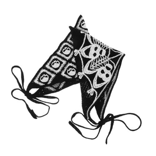 LIGIGWASH 2stücke Häkel-bandana Stirnband Mit Totenkopf Und Spinnennetz Für Damen Haar-accessoires Gothic Halloween Kostüm-accessoires Häkel-kopftuch Dreieckig Vintage-haarstyling-dekor von LIGIGWASH