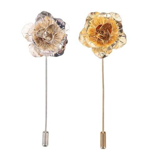 LIGIGWASH 2stücke Rosenblütenbrosche Für Herren Vintage-anstecker Aus Legierung Blumenbrosche Kleidungsbrosche Für Hochzeit Party Und Business Anstecknadelschmuck Für Formelle Anlässe von LIGIGWASH