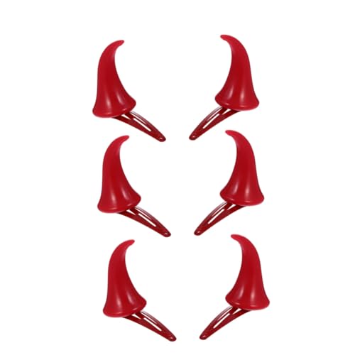 LIGIGWASH 3 Paare Halloween Hörner Haarnadeln Rotes Ox Horn Design Kreative Haarspangen Damen Kostüm Party Dekoration Zubehör von LIGIGWASH