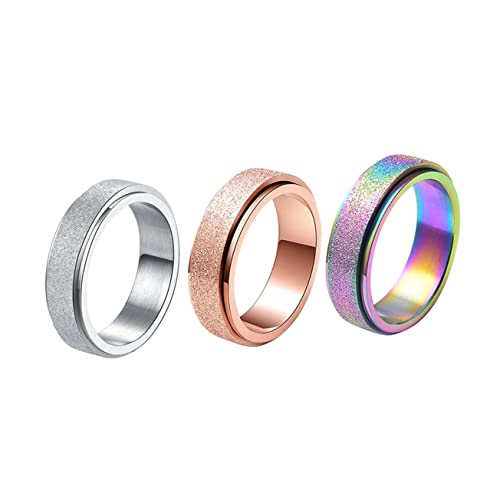 LIGIGWASH 3 Stück Bunte Drehbare Edelstahlringe Unisex Modisch Leicht Langlebig Komfortabel für Herren Damen Fingerschmuck Kreatives Design als Geeignet von LIGIGWASH