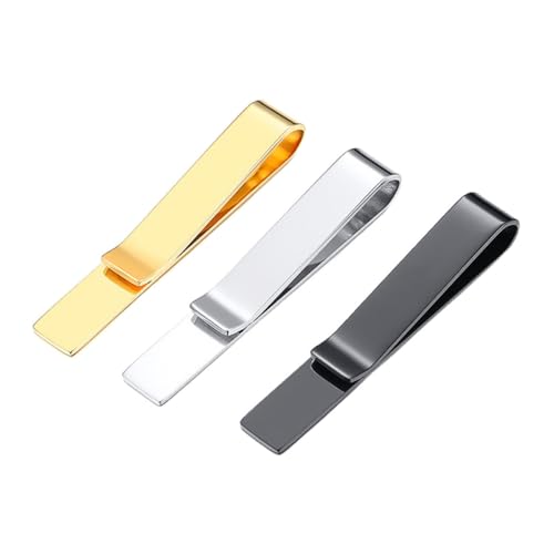 LIGIGWASH 3 Stück Krawattenklammer Teilig Edelstahl Herren Stilvoll Schlicht Robust für Anzug Business mit Schwarzer Silberner und Goldener Farbe Vielseitig und Praktisch von LIGIGWASH