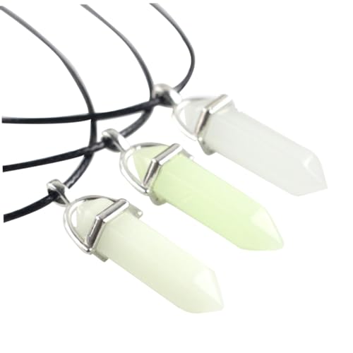 LIGIGWASH 3 Stück Luminous Hexagonal Säulen Anhänger Halsketten mit Lederkette Leuchtender Naturkristall Schmuck Fluoreszierende Choker für Damen und Herren Geburtstags und Geschenkidee LIGIGWASH 3 Stück Luminous Hexagonal Säulen Anhänger Halsketten mit Lederkette Leuchtender Naturkristall Schmuck Fluoreszierende Choker für Damen und Herren Geburtstags und Geschenkidee von LIGIGWASH