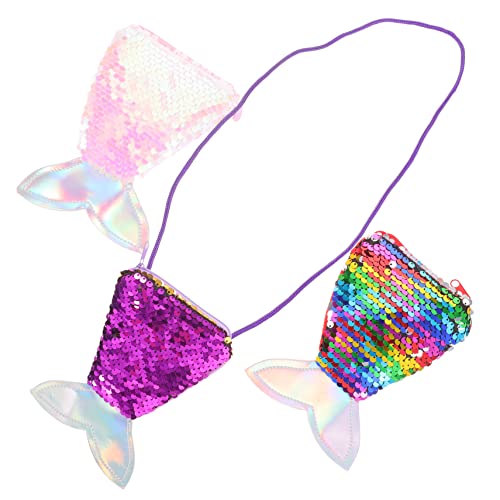 LIGIGWASH 3 Stück Meerjungfrau Pailletten Geldbeutel mit Reißverschluss Kleine Umhängetasche für Mädchen Mini Crossbody Tasche für Münzen Karten Schlüssel in von LIGIGWASH