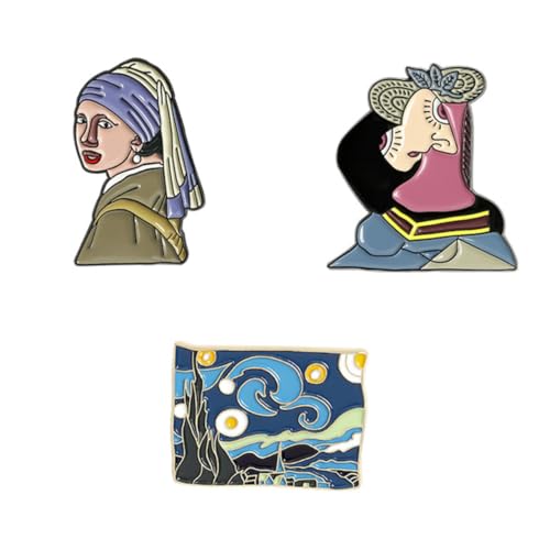 LIGIGWASH 3 Stück Ölgemälde Broschen aus Robustem Legierungsmetall Anstecknadeln für Damenkleidung für Hochzeiten Partys und Festliche Anlässe von LIGIGWASH