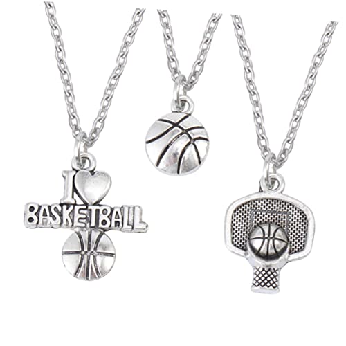 LIGIGWASH 3 Stück Teiliges Basketball für Ketten Legierung mit Basketball und Korb Anhängern für Männer und Frauen Silberfarben von LIGIGWASH
