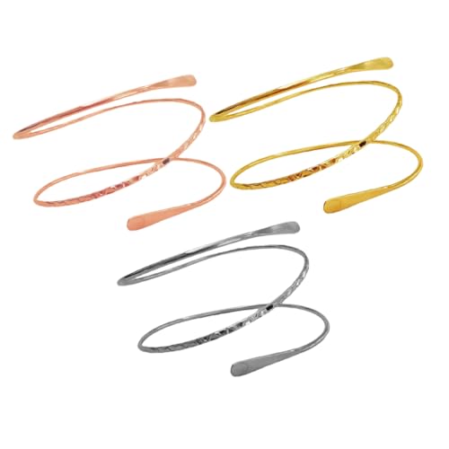 LIGIGWASH 3 Stück Teiliges Damen Armreif aus Metall Verstellbare Oberarm Manschette in Roségold Silber und Gold Minimalistisches Armband Schmuck für Frauen Armdekoration für Alltag und von LIGIGWASH