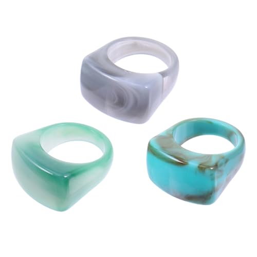 LIGIGWASH 3 Stück Teiliges Fingerring mit Marmoroptik Damenringe in Türkis und Kreativer Schmuck für Frauen und Mädchen von LIGIGWASH