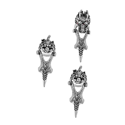 LIGIGWASH 3 Stück Teiliges Herren Street Style Fingerschmuck Ausgefallene Joint Ringe mit Drachenkopf design Modische Vintage Alloy Statement Ringe für Festival Party und Alltag von LIGIGWASH