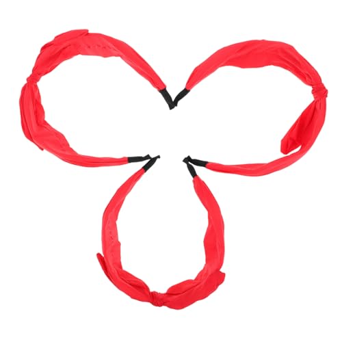 LIGIGWASH 3 Stück Teiliges Rotes Haarband Hasenohren und Geknoteten Schleifen Rutschfestes Stirnband Weiches Stoffmaterial Modisches Haar-accessoire für Frauen und Mädchen zu Party und von LIGIGWASH