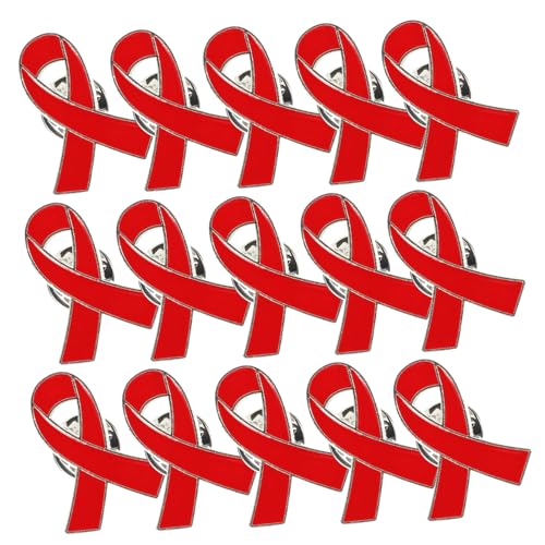 LIGIGWASH 30 Stück Teiliges Rotes Band Broschen Kleine Awareness Pins Tragbar und Leicht zu Befestigen für Wohltätigkeitsveranstaltungen Paraden Partys und Gemeinsames Unterstützen von von LIGIGWASH