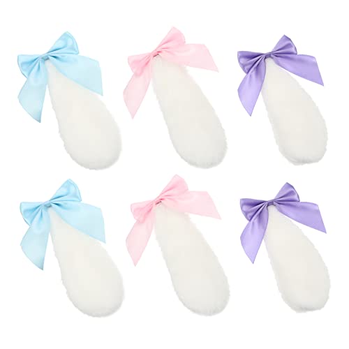 LIGIGWASH 3paare Hasenohren Haarnadeln Aus Plüsch Lolita Style Haarspangen Mit Schleife Für Frauen Und Mädchen Krokodilklemmen Für Dickes Und Dünnes Haar von LIGIGWASH