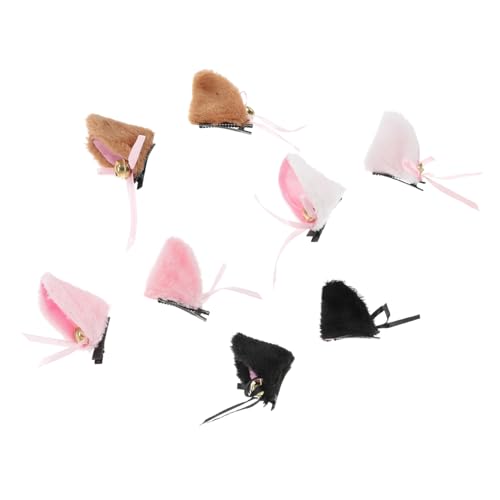 LIGIGWASH 4 Paare Katzenohren Haarspangen mit Glöckchen Cosplay Haarklammern in Weiß Schwarz Hautfreundlich für Halloween Kostüm Party Maskerade und Themenfeier von LIGIGWASH