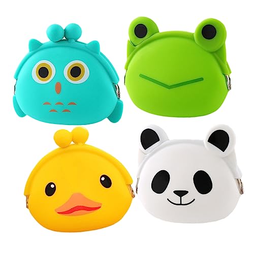LIGIGWASH 4 STÜCKE Cartoon Silikon Münzbeutel Praktische Geldbörse für Jungen und Mädchen Langlebig und Leicht zu Tragen für Kleingeld und Kleine Gegenstände von LIGIGWASH