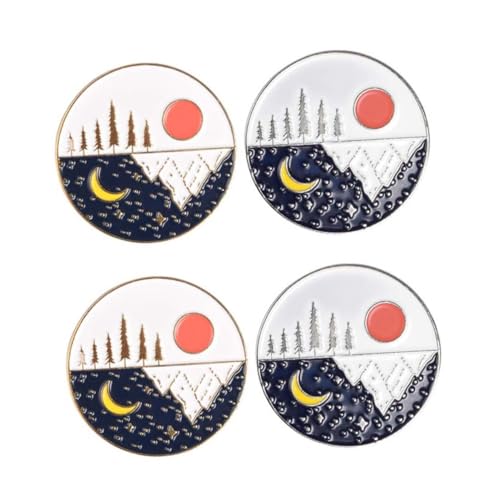 LIGIGWASH 4 STÜCKE Mond Broschen Anstecknadeln aus Hochwertiger Legierung Kreative Kleidungsschmuck für Mädchen und Frauen Vielseitig Kombinierbar zu Pullover Kleid Schal von LIGIGWASH