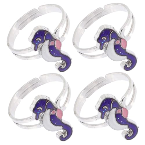 LIGIGWASH 4 Stück Farbwechselnder Seepferdchen-ring Stapelbarer Fingerring Ringe Schmuck Offener Ring Aus Metall Verstellbare Ringe Moderinge Für Damen Kostümringe Zinklegierung Violett LIGIGWASH 4 Stück Farbwechselnder Seepferdchen-ring Stapelbarer Fingerring Ringe Schmuck Offener Ring Aus Metall Verstellbare Ringe Moderinge Für Damen Kostümringe Zinklegierung Violett von LIGIGWASH