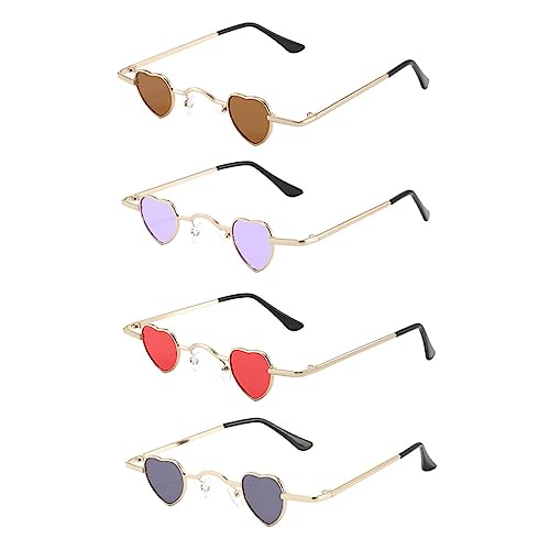 LIGIGWASH 4 Stück Herzförmige Sonnenbrillen Metallrahmen Uv Schutz Partybrille für Damen Herren Freizeitbrillen Gold Schwarz Rot LIGIGWASH 4 Stück Herzförmige Sonnenbrillen Metallrahmen Uv Schutz Partybrille für Damen Herren Freizeitbrillen Gold Schwarz Rot von LIGIGWASH