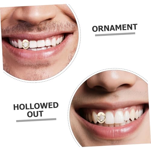 LIGIGWASH 4 Stück Hip Hop Zahngrills aus Kupfer Einzelne Zahnkappen Stern Langlebiger Leichter Fake Teeth Schmuck für Halloween Rapper Kostüm Punk Style Zubehör von LIGIGWASH