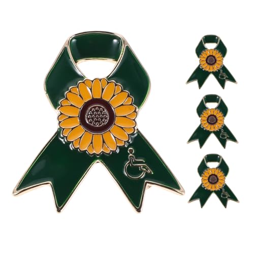 LIGIGWASH 4 Stück Sonnenblumen Schleifen Anstecknadeln aus Leichtem Legierungs Behindertenbewusstseins Broschen für Wohltätigkeitsveranstaltungen und Freiwilligen Einsätze von LIGIGWASH