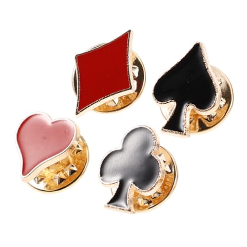 LIGIGWASH 4 Stück Spielkarten Broschen Mini Anstecknadeln für Jacken Rucksäcke und Dekoration Perfektes für Kartenliebhaber und Kreative von LIGIGWASH