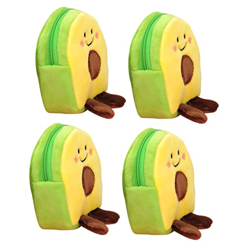 LIGIGWASH 4 Stücke Avocado Geformte Münzbeutel für Mädchen Plüsch Geldbörse Kleiner Münztasche Kreative Wechselgeldbörse für Schule Reisen Einkauf von LIGIGWASH