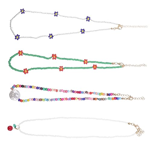 LIGIGWASH 4 Stück Teiliges Boho Perlen Halskette für Frauen und Teenager Wasserfester Schmuck für Strand und Party Anlässe für Täglichen Gebrauch von LIGIGWASH