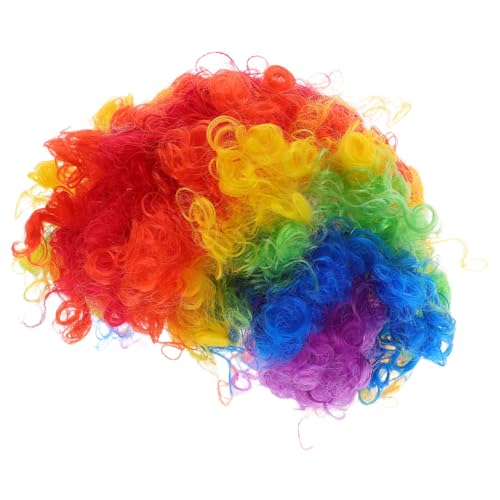 LIGIGWASH 4 Stück Teiliges Buntes Clown Afro Perücken Lockige Partyperücke Verstellbar Leicht und Angenehm für Karneval Halloween Disco Kostüm und Cosplay von LIGIGWASH