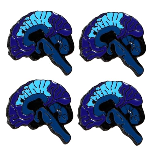 LIGIGWASH 4 Stück Teiliges Cartoon Anstecknadeln Human Brain Brosche aus Legierung Niedliche Corsage für Kleidung Hut Dekoration Filigrane Handwerkskunst Auffälliges Accessoire in Blau von LIGIGWASH