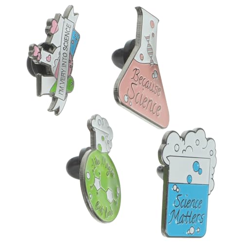 LIGIGWASH 4 Stück Teiliges Chemie Broschen aus Langlebiger Metalllegierung Kreative Reagenzglas Anstecker für Damenkleidung Rucksäcke Schals und Taschen Sichere Befestigung zum Schutz der von LIGIGWASH