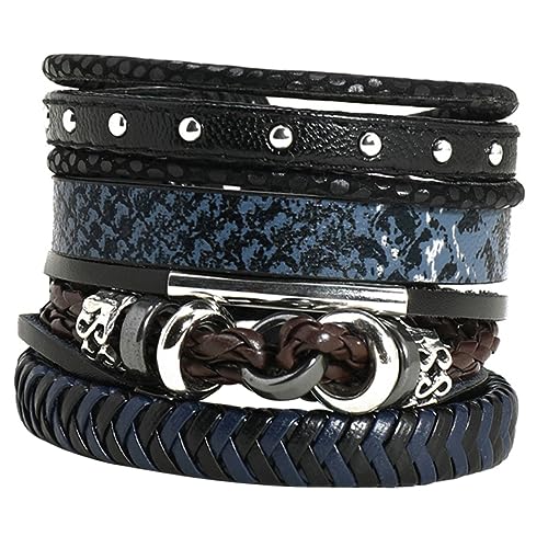 LIGIGWASH 4 Stück Teiliges Geflochtenes Lederarmband Set Verstellbare PU Armbänder für Herren und Damen Mehrlagige Wickelarmbänder mit Trendigem Design von LIGIGWASH