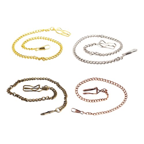 LIGIGWASH 4 Stück Teiliges Metall Taschenuhrketten Retro Stil mit Robustem Verschluss für Herren Gürtel Tasche Schlüsselanhänger in Gold Silber Rotbronze Blaubronze von LIGIGWASH