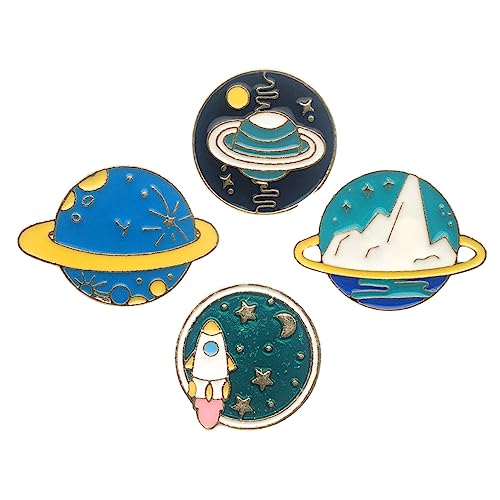 LIGIGWASH 4 Stück Teiliges Planetendesign Broschen aus Hochwertiger Legierung Dekorative Mini Anstecknadeln für Kleidung Kreative Sicherheitsnadeln für Strickjacken und Accessoires von LIGIGWASH
