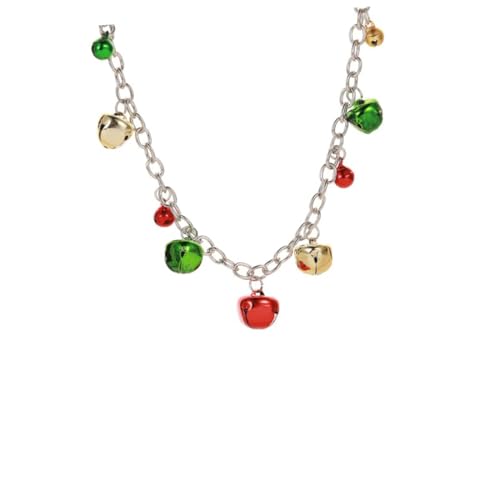LIGIGWASH 4 Stück Teiliges Weihnachts Schmuckset Damen Glocken Design mit Halskette Armband aus Leichtem Legierungs Rote und Grüne Ohrringe für Festliche Anlässe und Alltag von LIGIGWASH