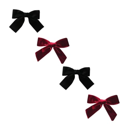 LIGIGWASH 4 Stück Velvet Bowknot Haarklammern Damen Haarschleifen Clips Festival Dekorative Haarspangen Schwarz Weinrot Komfortabel Langlebig Geschenkidee für Frauen und Mädchen von LIGIGWASH