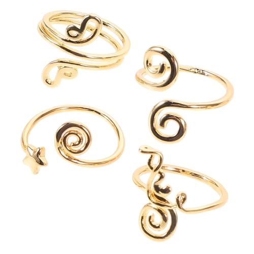 LIGIGWASH 4 Stück Verstellbares Teiliges Zehenring Set für Damen mit Funkelnden Akzenten Offene Fußschmuck für Sommer Am Strand Individuell Anpassbar für Perfekten Sitz von LIGIGWASH