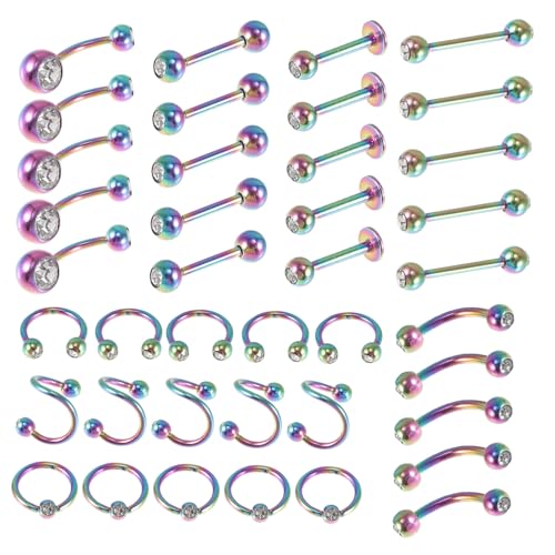 LIGIGWASH 40 Stück Teiliges Piercing Schmuck Lippen Ohr Nasenring mit Verzierung Leicht Modisch Vielseitig für Damen und Herren für Partys und Streetstyle LIGIGWASH 40 Stück Teiliges Piercing Schmuck Lippen Ohr Nasenring mit Verzierung Leicht Modisch Vielseitig für Damen und Herren für Partys und Streetstyle von LIGIGWASH